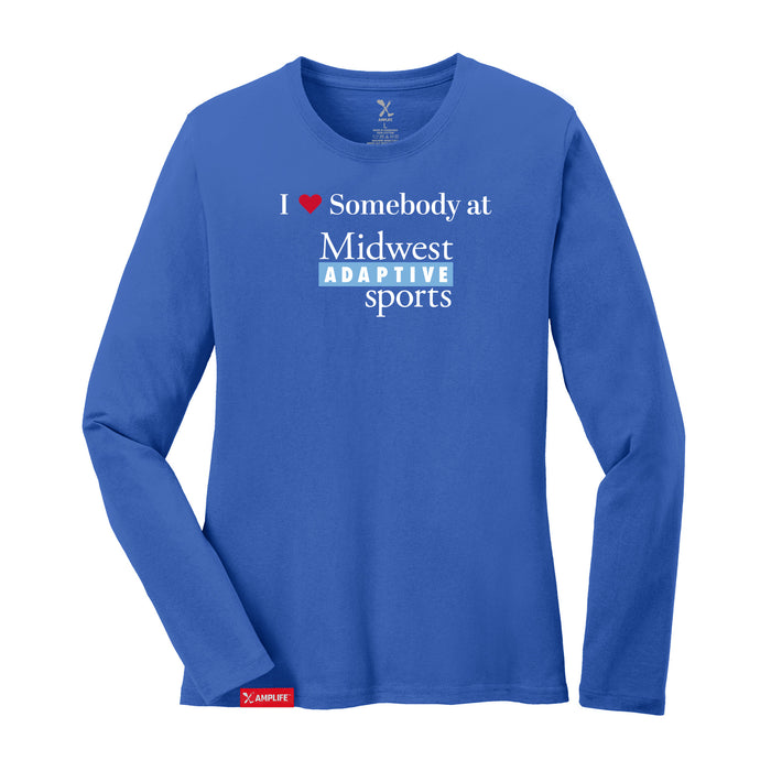 MAS Kansas City Wheelchair Softball I Love Somebody at MAS Women's Royal Long Sleeve T-Shirt on a white background
