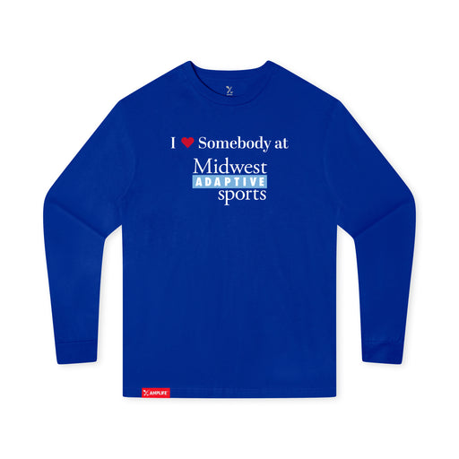MAS Kansas City Wheelchair Softball I Love Somebody at MAS Youth Royal Long Sleeve T-Shirt on a white background