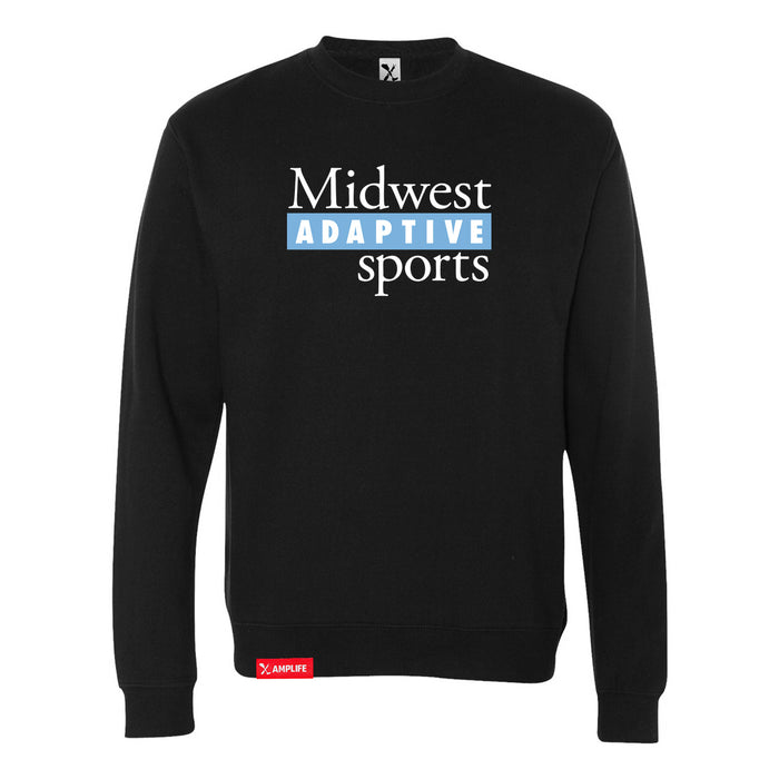 MAS Kansas City Wheelchair Softball MAS Logo Black Crewneck Sweatshirt on a white background
