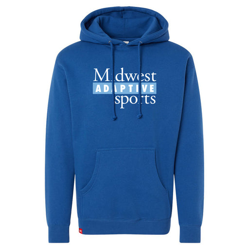 MAS Kansas City Wheelchair Softball MAS Logo Royal Hoodie on a white background