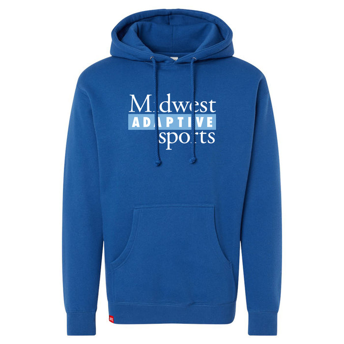 MAS Kansas City Wheelchair Softball MAS Logo Royal Hoodie on a white background