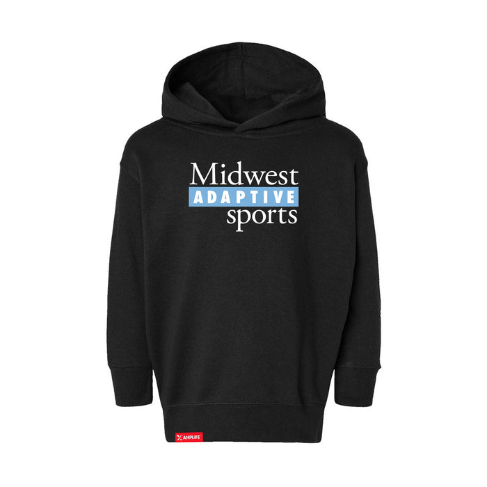 MAS Kansas City Wheelchair Softball MAS Logo Toddler Black Hoodie on a white background