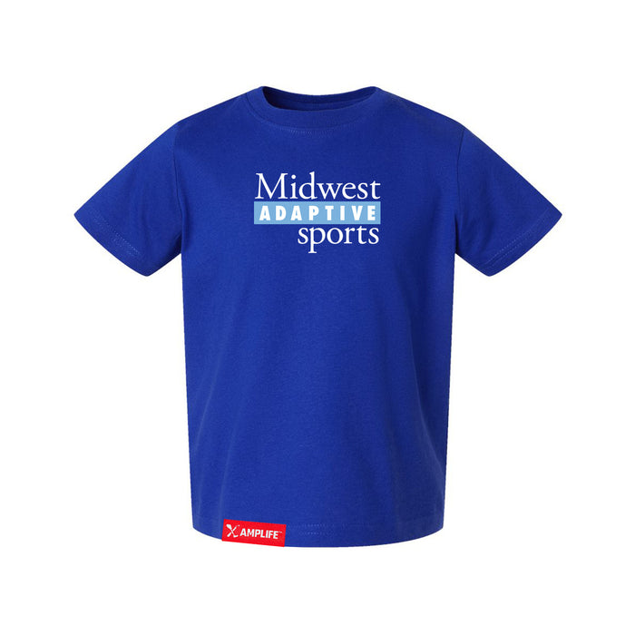 MAS Kansas City Wheelchair Softball MAS Logo Toddler Royal T-Shirt on a white background