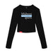 MAS Kansas City Wheelchair Softball MAS Logo Women's Black Crop Long Sleeve T-Shirt on a white background