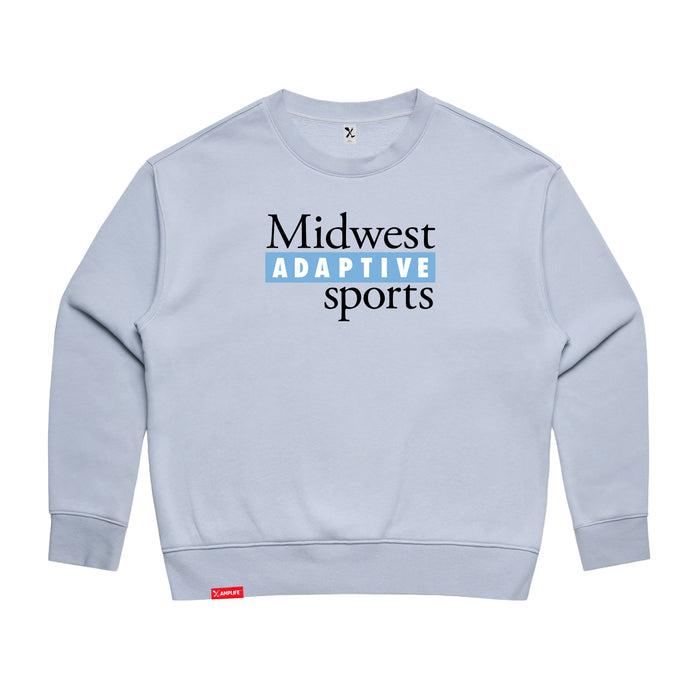 MAS Kansas City Wheelchair Softball MAS Logo Women's Powder Modern Crewneck Sweatshirt on a white background