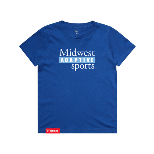 MAS Kansas City Wheelchair Softball MAS Logo Youth Royal T-Shirt on a white background