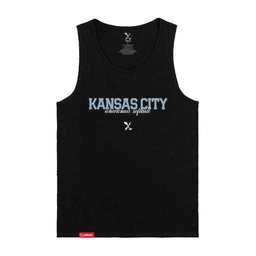 MAS Kansas City Wheelchair Softball Script Black Tank Top on a white background