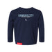 MAS Kansas City Wheelchair Softball Script Toddler Navy Long Sleeve T-Shirt on a white background