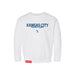 MAS Kansas City Wheelchair Softball Script Toddler White Crewneck Sweatshirt on a white background