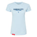 MAS Kansas City Wheelchair Softball Script Women's Baby Blue Slim T-Shirt on a white background