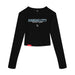 MAS Kansas City Wheelchair Softball Script Women's Black Crop Long Sleeve T-Shirt on a white background
