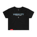 MAS Kansas City Wheelchair Softball Script Women's Black Crop T-Shirt on a white background