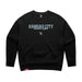 MAS Kansas City Wheelchair Softball Script Women's Black Modern Crewneck Sweatshirt on a white background