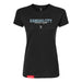 MAS Kansas City Wheelchair Softball Script Women's Black Slim T-Shirt on a white background