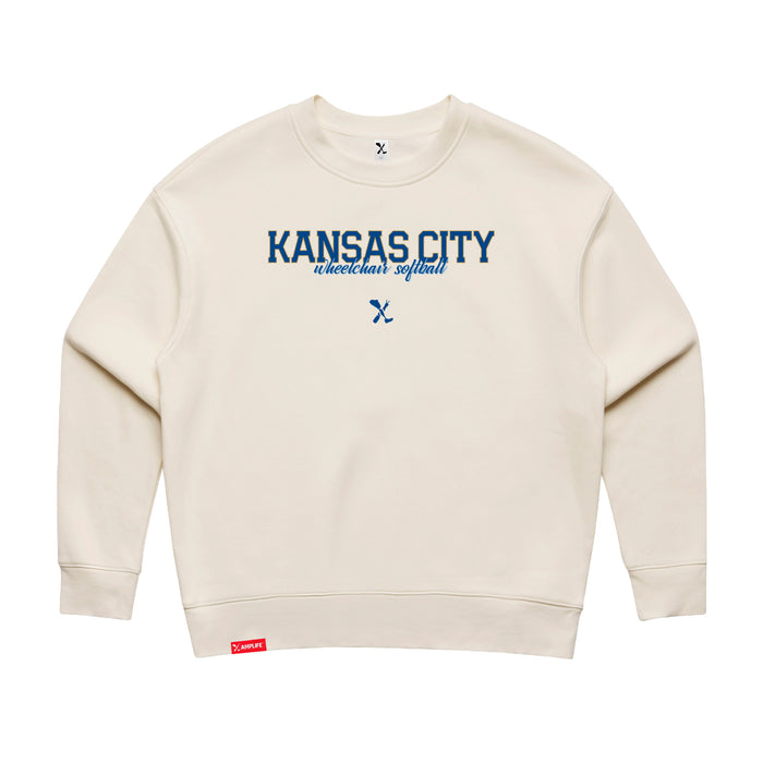 MAS Kansas City Wheelchair Softball Script Women's Ecru Modern Crewneck Sweatshirt on a white background