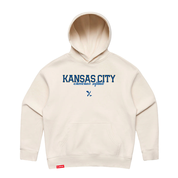 MAS Kansas City Wheelchair Softball Script Women's Ecru Modern Hoodie on a white background