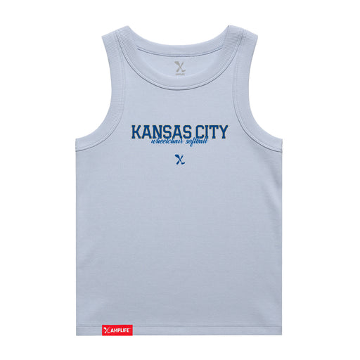 MAS Kansas City Wheelchair Softball Script Women's Powder Organic Tank Top on a white background
