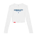 MAS Kansas City Wheelchair Softball Script Women's White Crop Long Sleeve T-Shirt on a white background