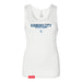 MAS Kansas City Wheelchair Softball Script Women's White Slim Micro Rib Tank Top on a white background