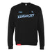 MAS Kansas City Wheelchair Softball Slant Black Crewneck Sweatshirt on a white background