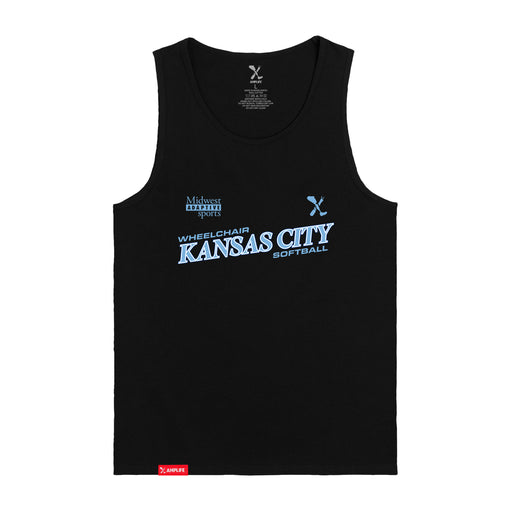 MAS Kansas City Wheelchair Softball Slant Black Tank Top on a white background