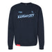 MAS Kansas City Wheelchair Softball Slant Classic Navy Crewneck Sweatshirt on a white background