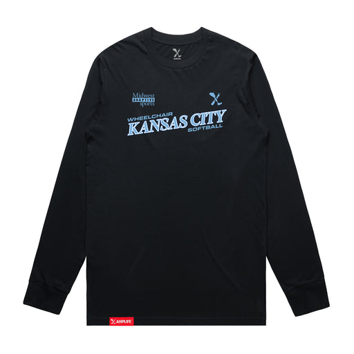 MAS Kansas City Wheelchair Softball Slant Navy Long Sleeve T-Shirt on a white background