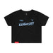MAS Kansas City Wheelchair Softball Slant Women's Black Crop T-Shirt on a white background