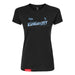 MAS Kansas City Wheelchair Softball Slant Women's Black Slim T-Shirt on a white background