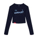 MAS Kansas City Wheelchair Softball Slant Women's Navy Crop Long Sleeve T-Shirt on a white background