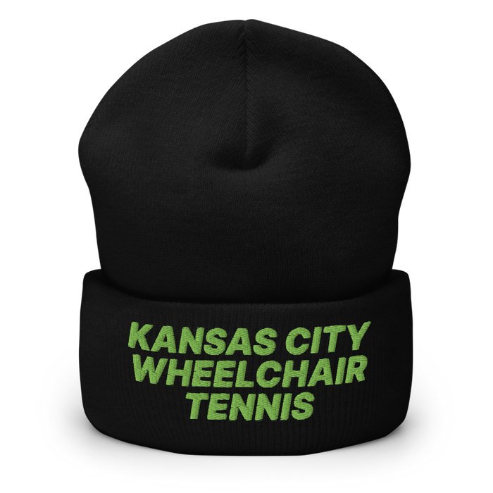 Front angle of the MAS Kansas City Advantage Wheelchair Tennis Black Beanie against a white background