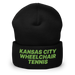 Front angle of the MAS Kansas City Advantage Wheelchair Tennis Black Beanie against a white background