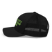 Left angle of the MAS Kansas City Advantage Wheelchair Tennis Black Curved Bill Trucker Snapback against a white background
