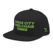 Front left angle of the MAS Kansas City Advantage Wheelchair Tennis Black Flat Bill Snapback against a white background