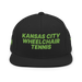 Front angle of the MAS Kansas City Advantage Wheelchair Tennis Black Flat Bill Snapback against a white background
