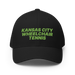 Front angle of the MAS Kansas City Advantage Wheelchair Tennis Black Flexfit Curved Bill Fitted against a white background
