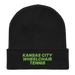 Front angle of the MAS Kansas City Advantage Wheelchair Tennis Black Organic Beanie laid flat against a white background