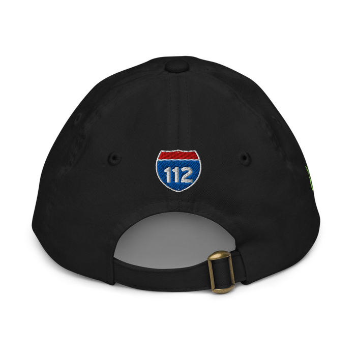 Back angle of the MAS Kansas City Advantage Wheelchair Tennis Black Youth Dad Hat against a white background