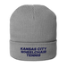 Front angle of the MAS Kansas City Advantage Wheelchair Tennis Light Grey Organic Beanie against a white background