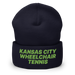 Front angle of the MAS Kansas City Advantage Wheelchair Tennis Navy Beanie against a white background