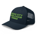 Front left angle of the MAS Kansas City Advantage Wheelchair Tennis Navy Curved Bill Trucker Snapback against a white background
