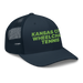 Front right angle of the MAS Kansas City Advantage Wheelchair Tennis Navy Curved Bill Trucker Snapback against a white background