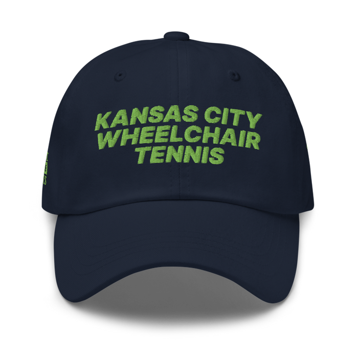 Front angle of the MAS Kansas City Advantage Wheelchair Tennis Navy Dad Hat against a white background