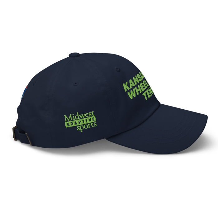 Right angle of the MAS Kansas City Advantage Wheelchair Tennis Navy Dad Hat against a white background