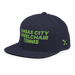 Front left angle of the MAS Kansas City Advantage Wheelchair Tennis Navy Flat Bill Snapback against a white background