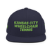 Front angle of the MAS Kansas City Advantage Wheelchair Tennis Navy Flat Bill Snapback against a white background