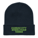 Front angle of the MAS Kansas City Advantage Wheelchair Tennis Oxford Navy Organic Beanie laid flat against a white background