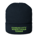 Front angle of the MAS Kansas City Advantage Wheelchair Tennis Oxford Navy Organic Beanie against a white background
