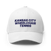 Front angle of the MAS Kansas City Advantage Wheelchair Tennis White Flexfit Curved Bill Fitted against a white background