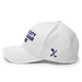 Left angle of the MAS Kansas City Advantage Wheelchair Tennis White Flexfit Curved Bill Fitted against a white background